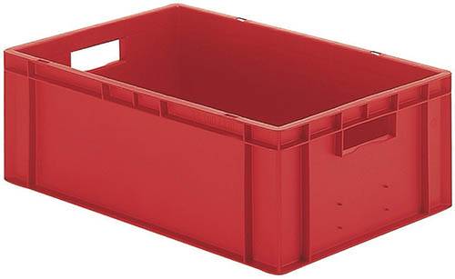 Transport-Stapelkasten B600xT400xH210 mm rot, geschlossen mit Griffloch