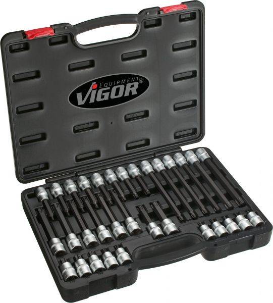 VIGOR GmbH VIGOR TORX® Schraubendreher-Einsatz Satz, V1917, Vierkant hohl 12,5 mm (1/2 Zoll), Innen TORX® Profi 18201362