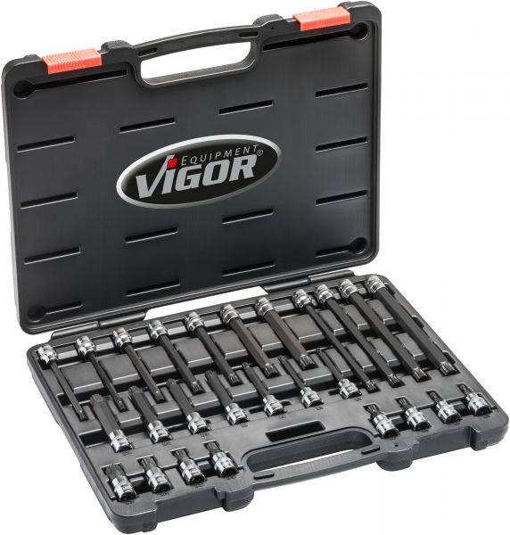 VIGOR GmbH VIGOR Innenvielzahn Schraubendreher-Einsatz Satz (XZN), V6018, Vierkant hohl 10 mm (3/8 Zoll), Innen 18201796