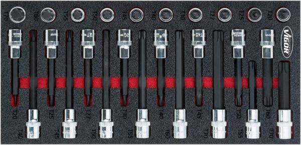 VIGOR GmbH VIGOR TORX® Schraubendreher-Einsatz Satz, V5095, Vierkant hohl 12,5 mm (1/2 Zoll), Innen TORX® Profi 18202153