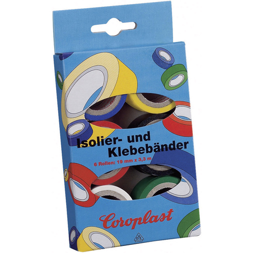 Coroplast 28839 28839 PVC-Klebeband-Set Blau, Gelb, Rot, Schwarz, Weiß, Grün (L x B) 3 m x 19 mm 6