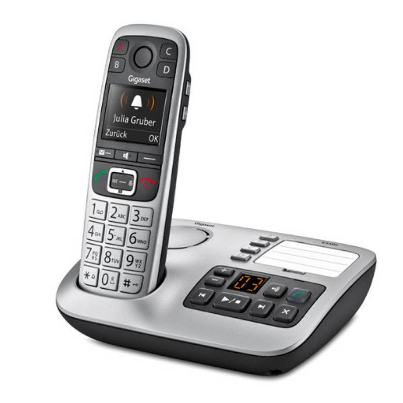 Gigaset E560A DECT/GAP Schnurloses Telefon analog Anrufbeantworter, Freisprechen, Optische Anrufsignalisierung Platin
