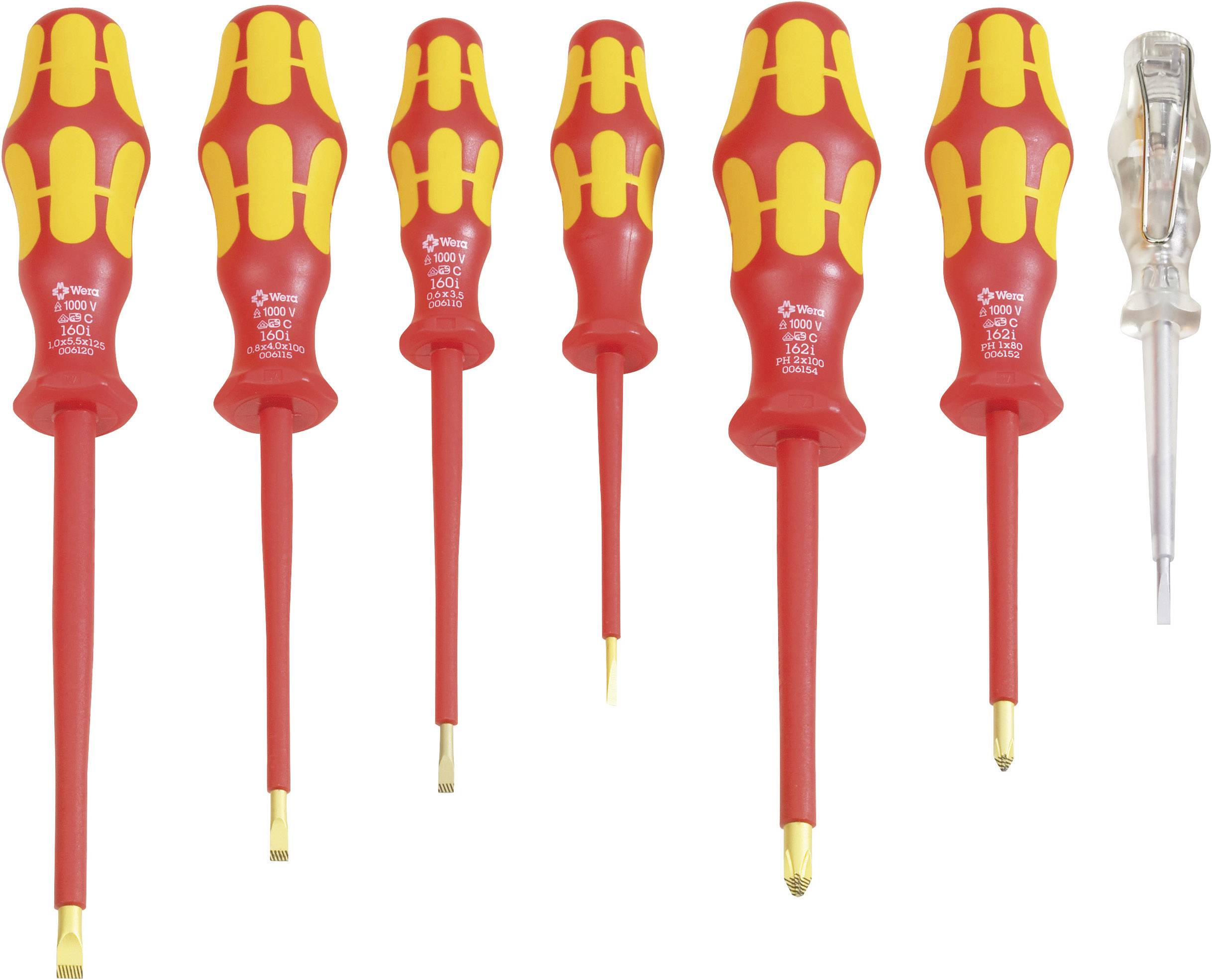 Wera 160 i/165 i/7 Rack VDE Schraubendreher-Set 7teilig Schlitz, Kreuzschlitz Pozidriv