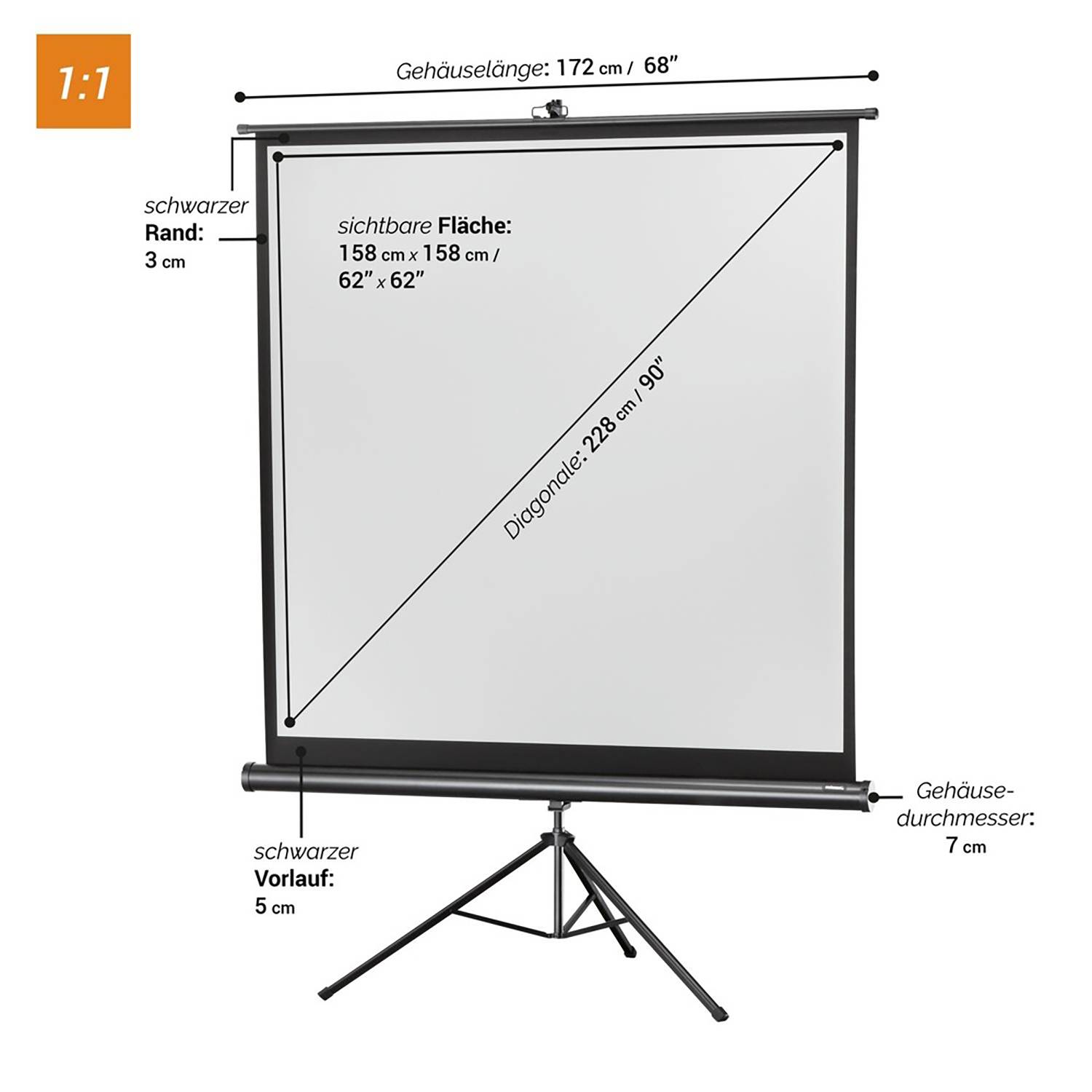 Celexon Stativ Economy 1090015 Stativleinwand 158 x 158 cm Bildformat: 1:1