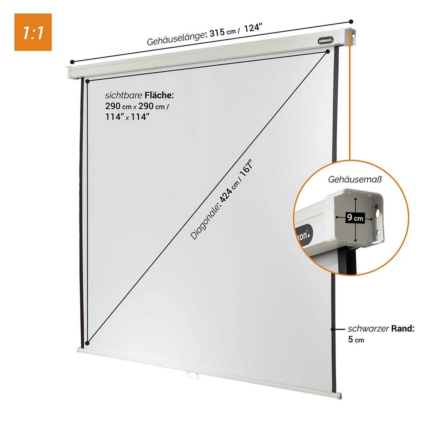 Celexon Rollo Professional 1090048 Rolloleinwand 290 x 290 cm Bildformat: 1:1