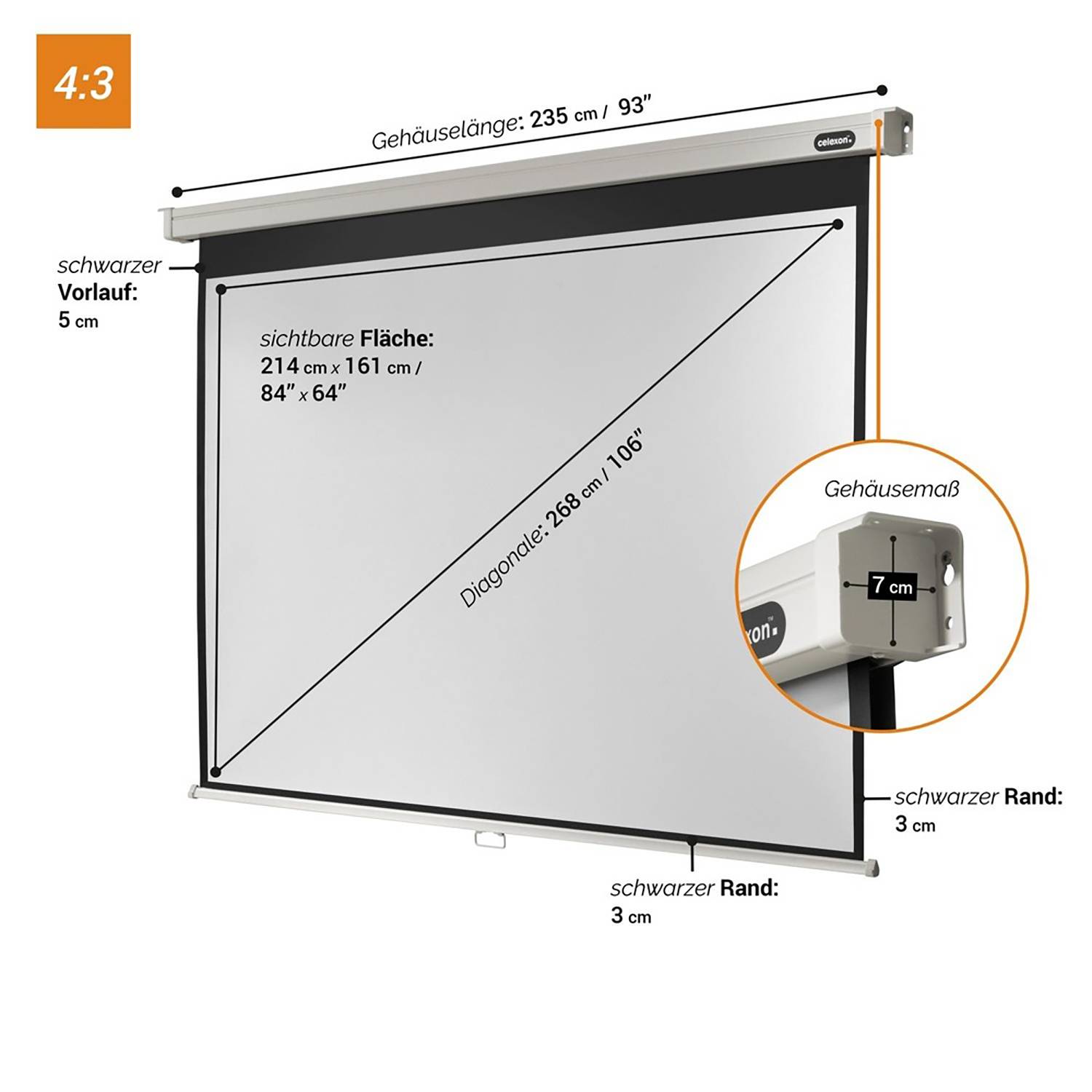 Celexon Rollo Professional 1090052 Rolloleinwand 210 x 156 cm Bildformat: 4:3