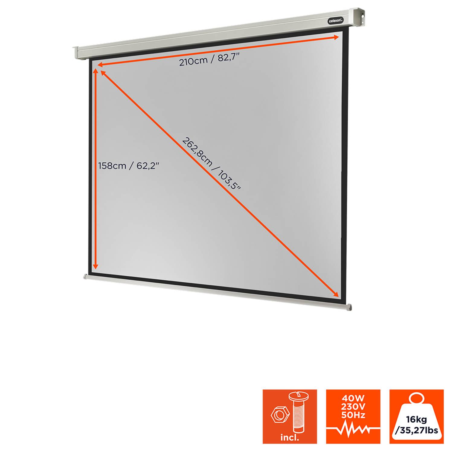 Celexon Motor Professional 1090096 Motorleinwand 210 x 158 cm Bildformat: 4:3