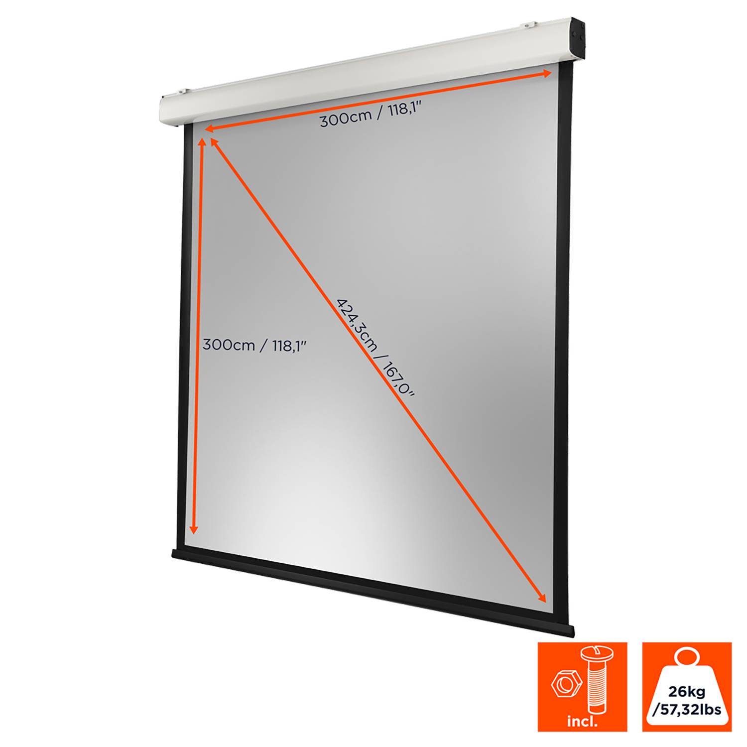 Celexon Motor Expert XL 1090214 Motorleinwand 300 x 300 cm Bildformat: 1:1
