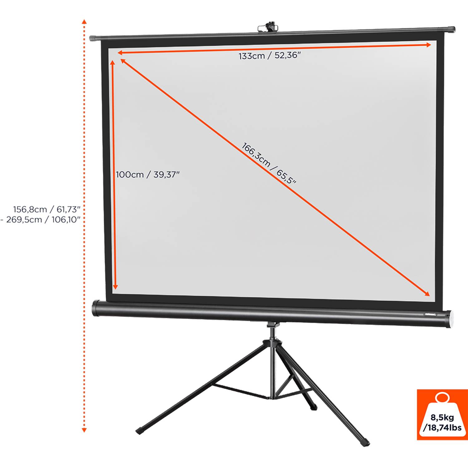 Celexon Stativ Economy 1090257 Stativleinwand 133 x 100 cm Bildformat: 4:3