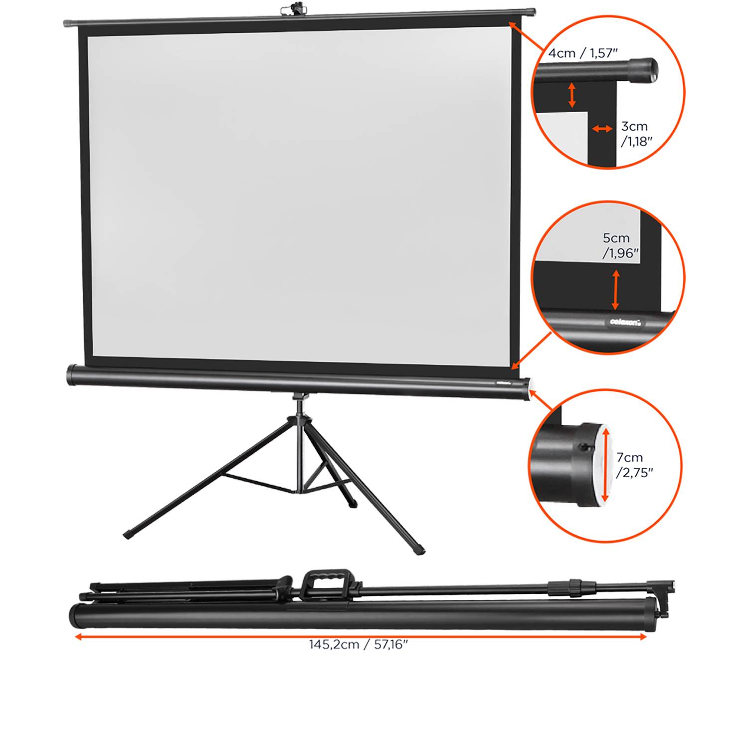 Celexon Stativ Economy 1090257 Stativleinwand 133 x 100 cm Bildformat: 4:3