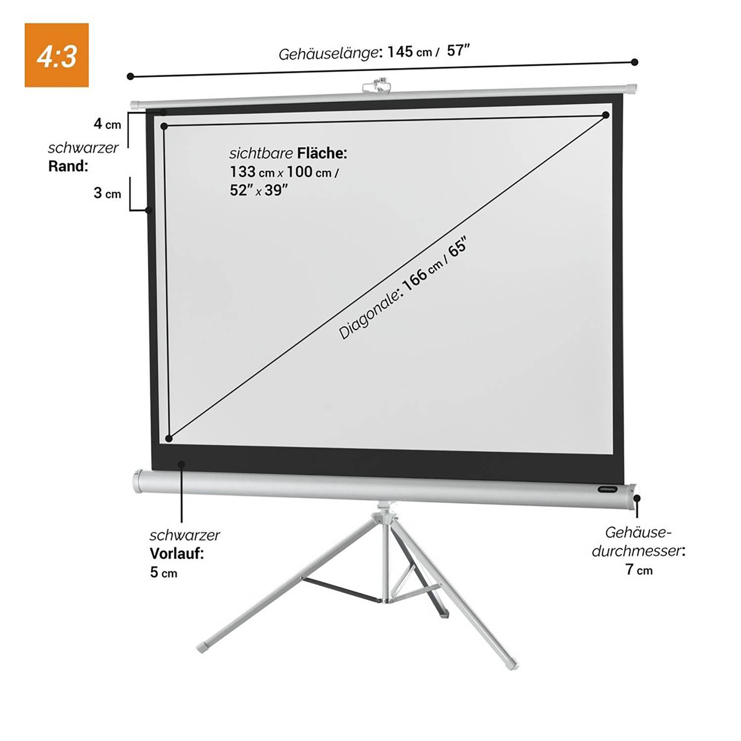 Celexon Stativ Economy 1090263 Stativleinwand 133 x 100 cm Bildformat: 4:3