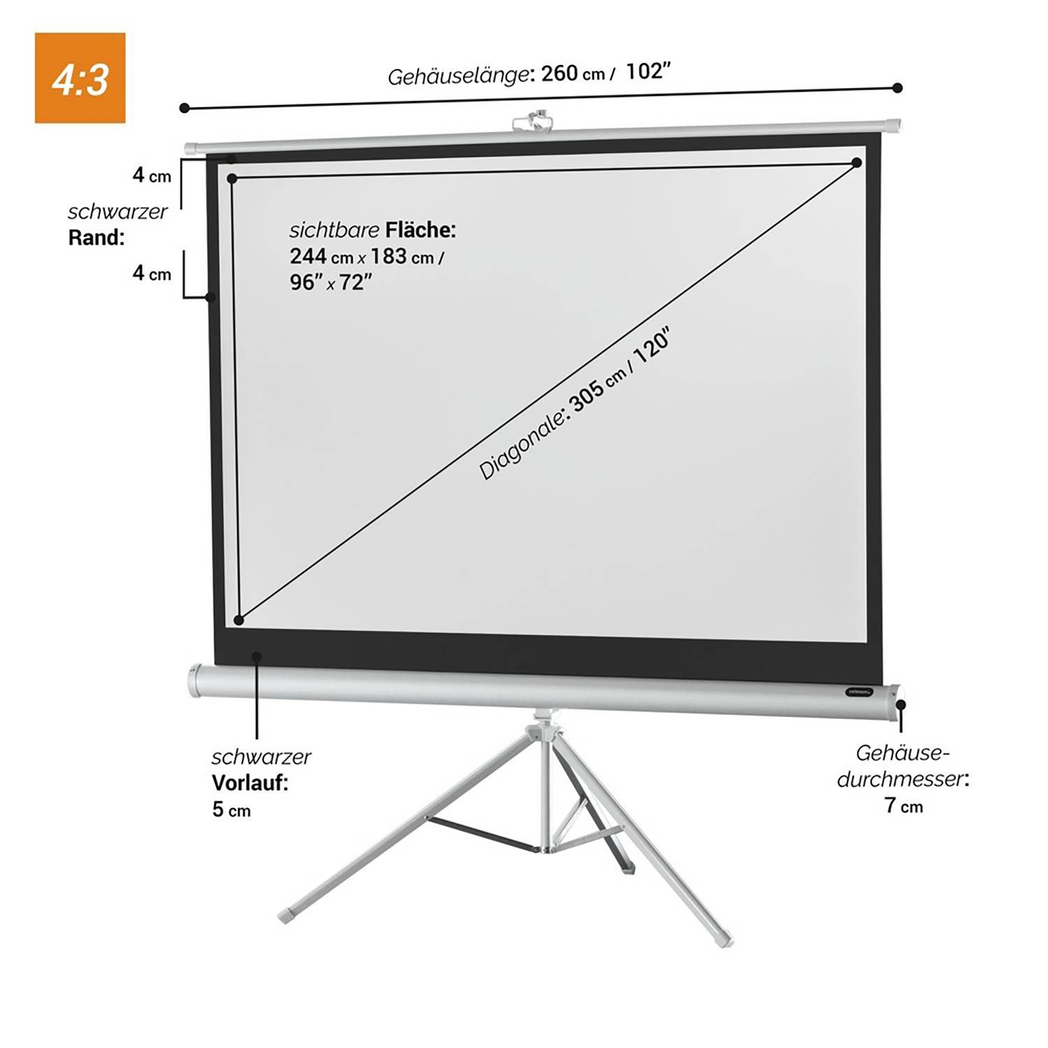 Celexon Stativ Economy 1090275 Stativleinwand 244 x 183 cm Bildformat: 4:3