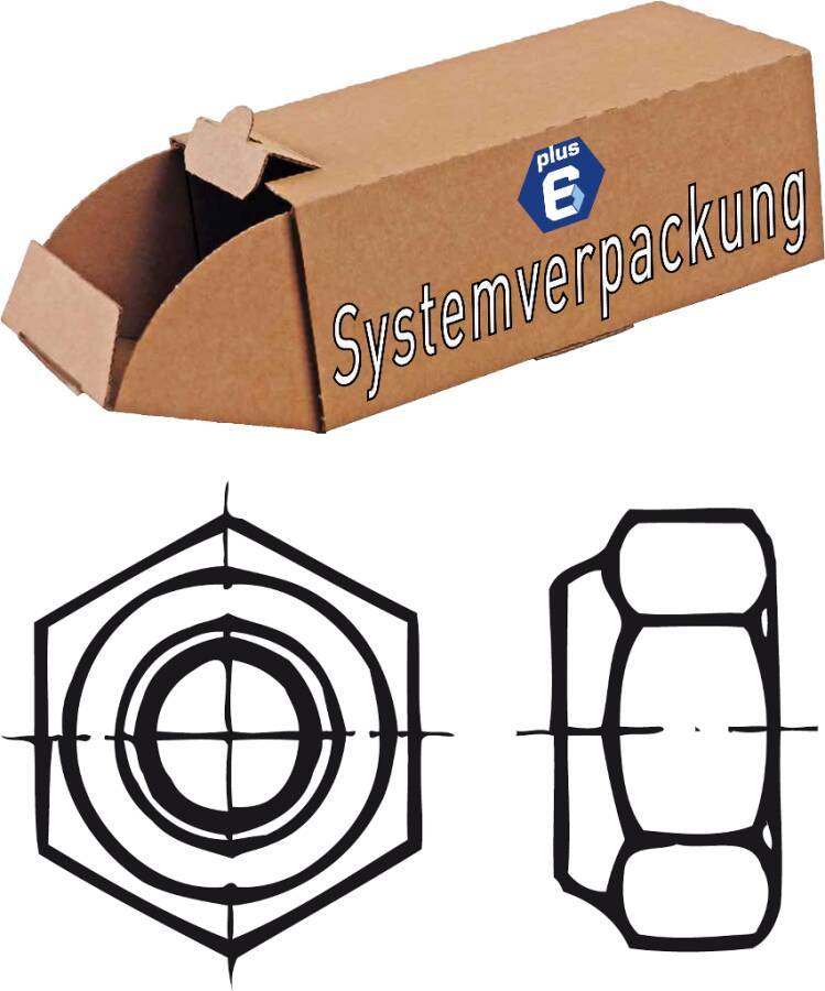 DIN 985 Sechskantmuttern mit Klemmteil - P6 009859200100000-P6 Norm DIN 985 Werkstoff Edelstahl A2 Oberfläche unveredel