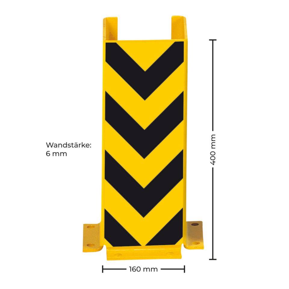 K.57 Anfahrschutzprofil U-Form,z.Aufdübeln,gelb/schwarz,Stahlblech,160x400x160mm