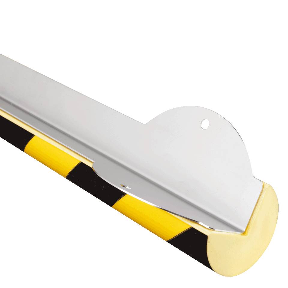 Knuffi Eckschutzprofil Typ A+, mit Edelstahlunterlage, gelb/schwarz, PU-Schaum, 0,5m