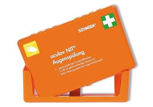 OculavNit-Box mit Augen-Sofortspülung, 4 Druckspülflasche à 250 ml Steriellösung, 3 Jahre haltbar