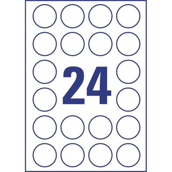 Avery-Zweckform L6112-20 Sicherheits-Etiketten Ø 40 mm Polyester-Folie Weiß 480 St. Permanent haftend Laserdrucker, Farblaserdrucker, Kopierer