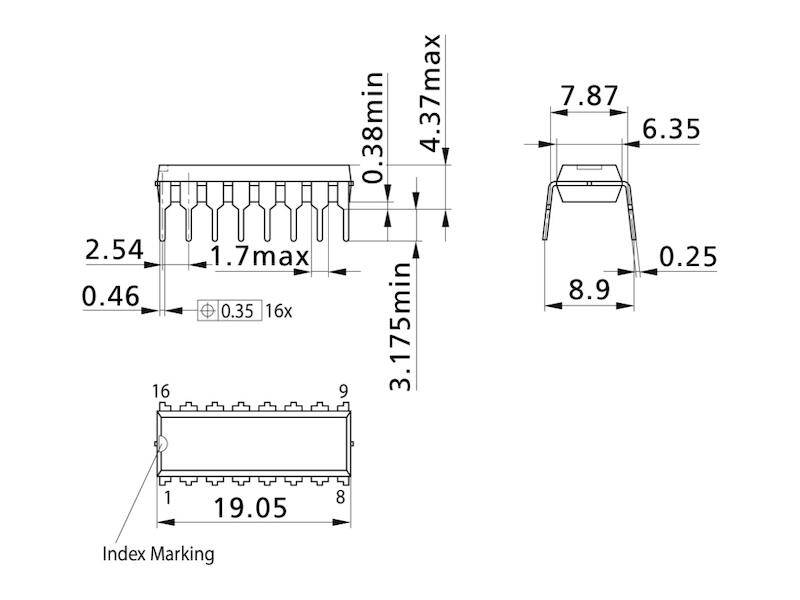 CD4052BE DIP-16 THT CMOS DIFFERENT 4-CHANNEL ANALOG MULTIPLEXER/DEMULTIPLEXER