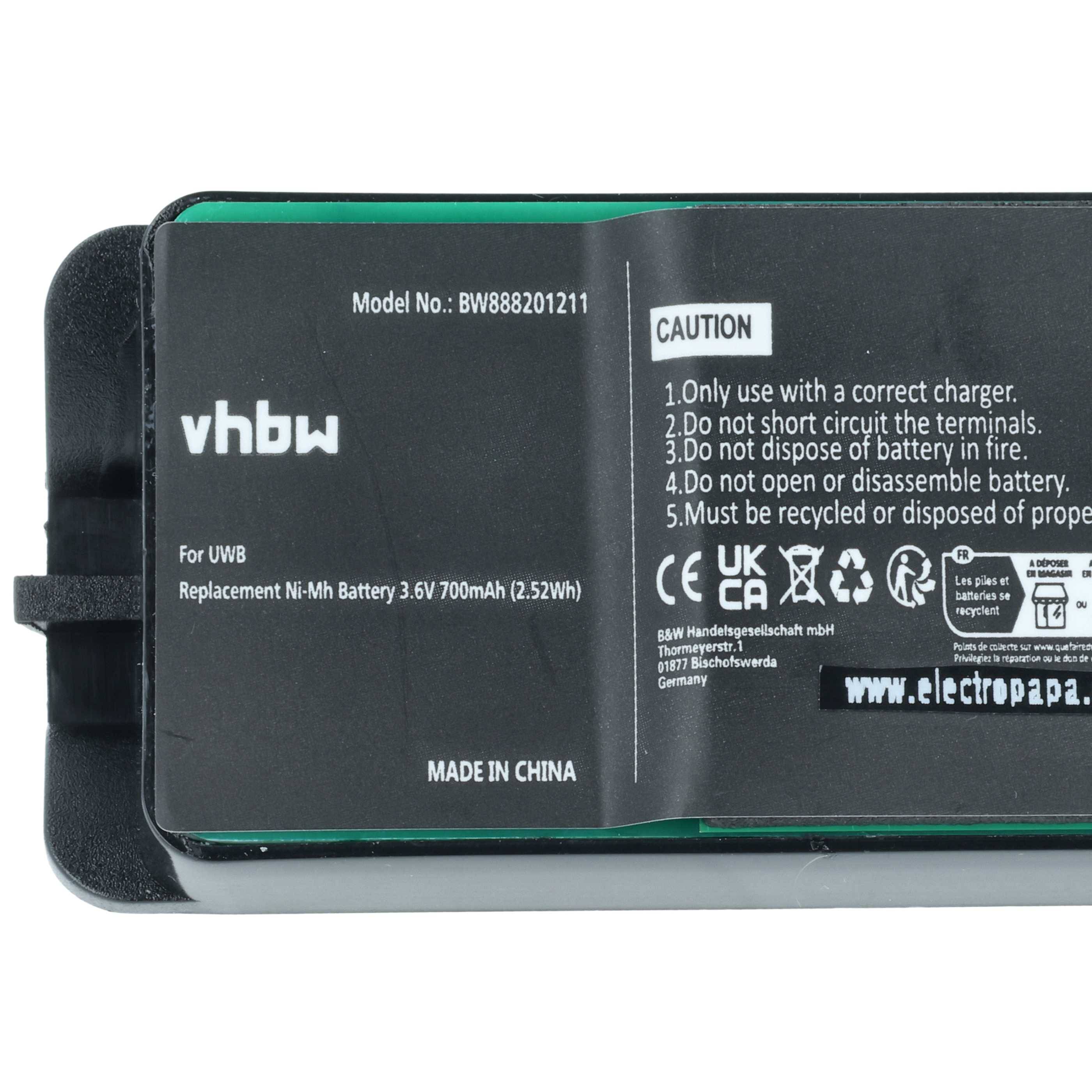 vhbw 2x Akku Ersatz für JAY UWB für Funkgerät, Walkie Talkie (700 mAh, 3,6 V, NiMH)
