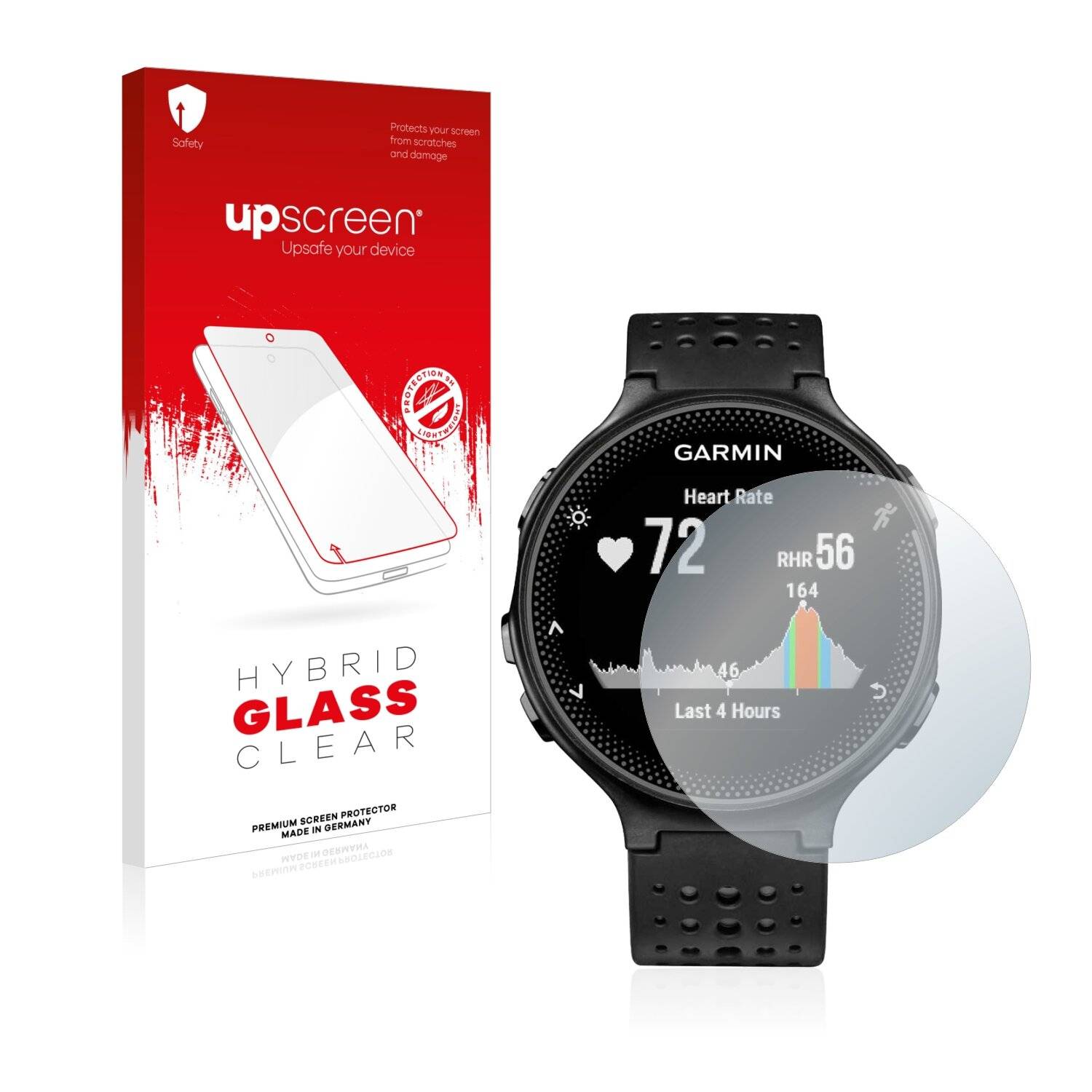 upscreen Hybrid Glass Clear Premium Schutzglas Folie für Garmin Forerunner