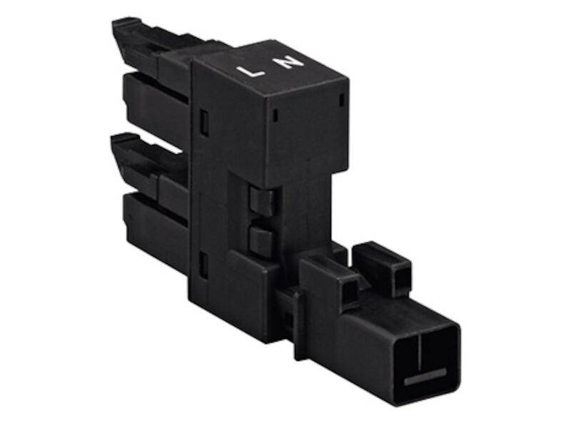 WAGO WINSTA MINI 2-5x1,5 mm² H-Verteiler, zur Abgangsverdopplung, 1 x Stecker / 2 x Buchse, schwarz