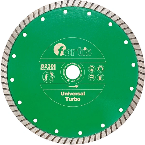 Diamant-Trennscheibe Universal Turbo Ø 230 mm turbosegmentiert 10 mm Bohrung 22,2 mm FORTIS Diamant-Trennscheibe Universal Turbo Ø 230 mm turbosegmentiert 10 mm Bohrung 22,2 mm FORTIS