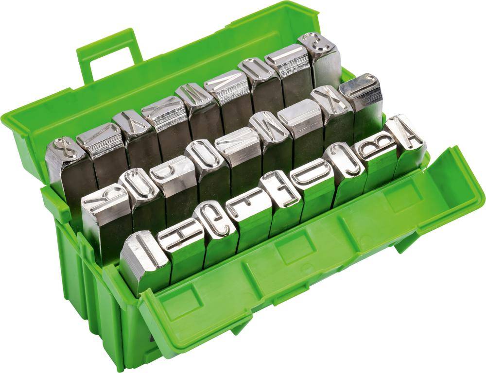 Schlagbuchstaben-Satz vernickelt Schrifthöhe 5mm KUKKO