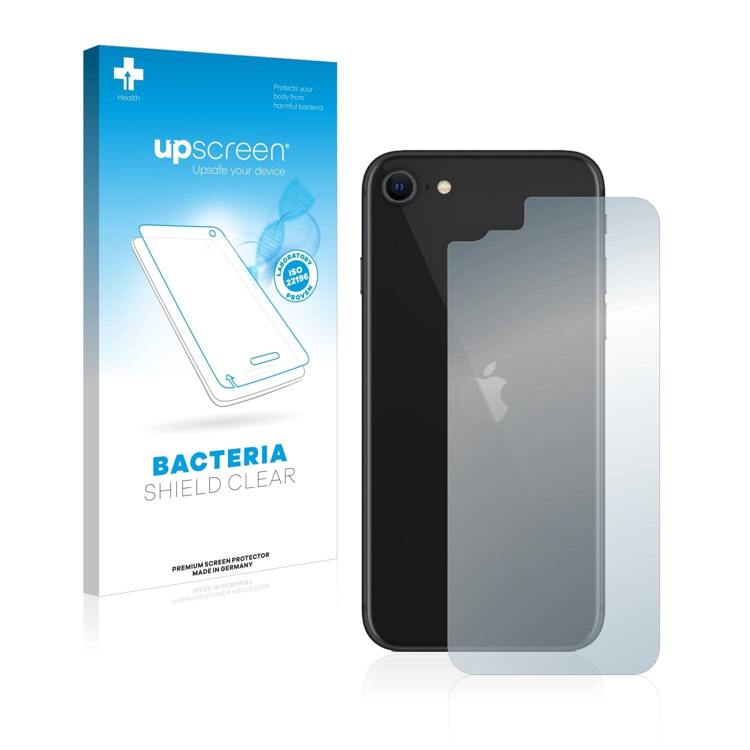 upscreen Schutzfolie für Apple iPhone SE 2 / SE 3 (Rückseite) Antibakterielle Folie Klar Anti-Kratzer