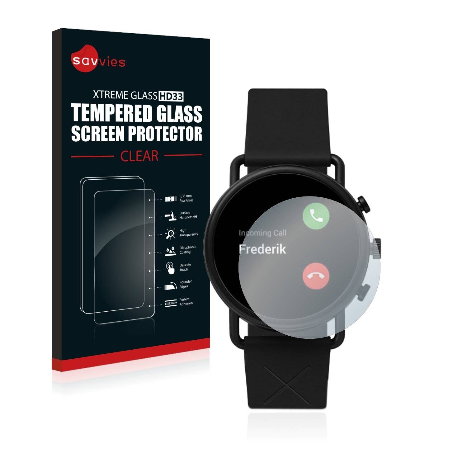 Savvies Schutzglas für Skagen Smartwatch Falster 3 X by Kygo Echtglas 9H-Härte klar