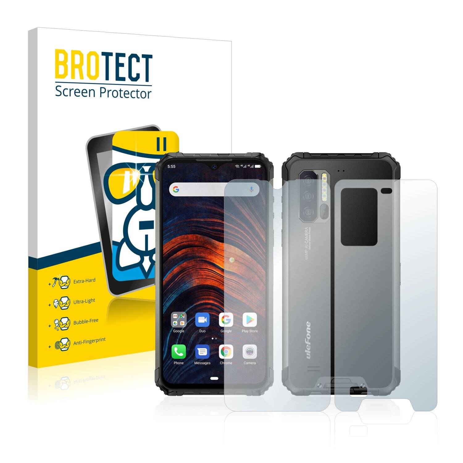 BROTECT AirGlass Glas Panzer-Folie für Ulefone Armor 7 (Display+Rückseite) - Schutzglas