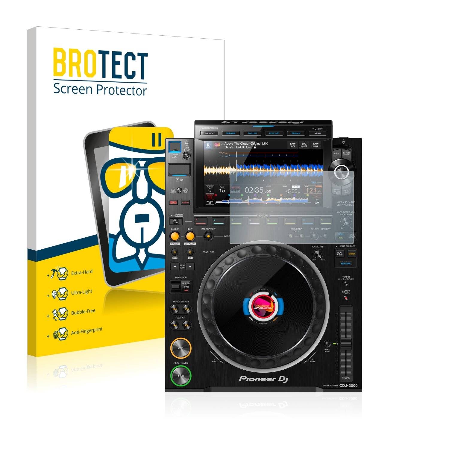 BROTECT AirGlass Flexible Schutz Glas Folie für Pioneer CDJ 3000 Klar Transparent