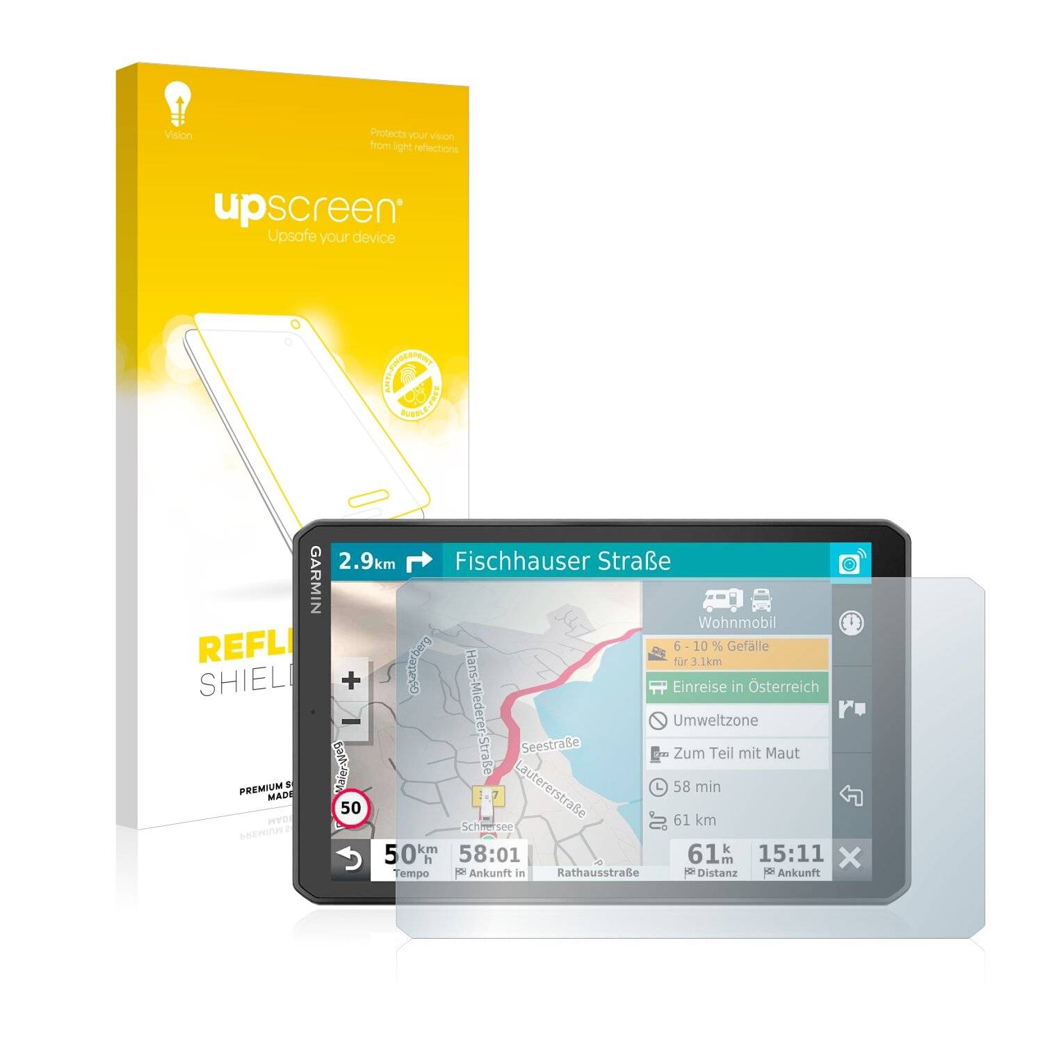 upscreen Schutzfolie für Garmin Camper 890 Folie Matt Entspiegelt Anti-Reflex