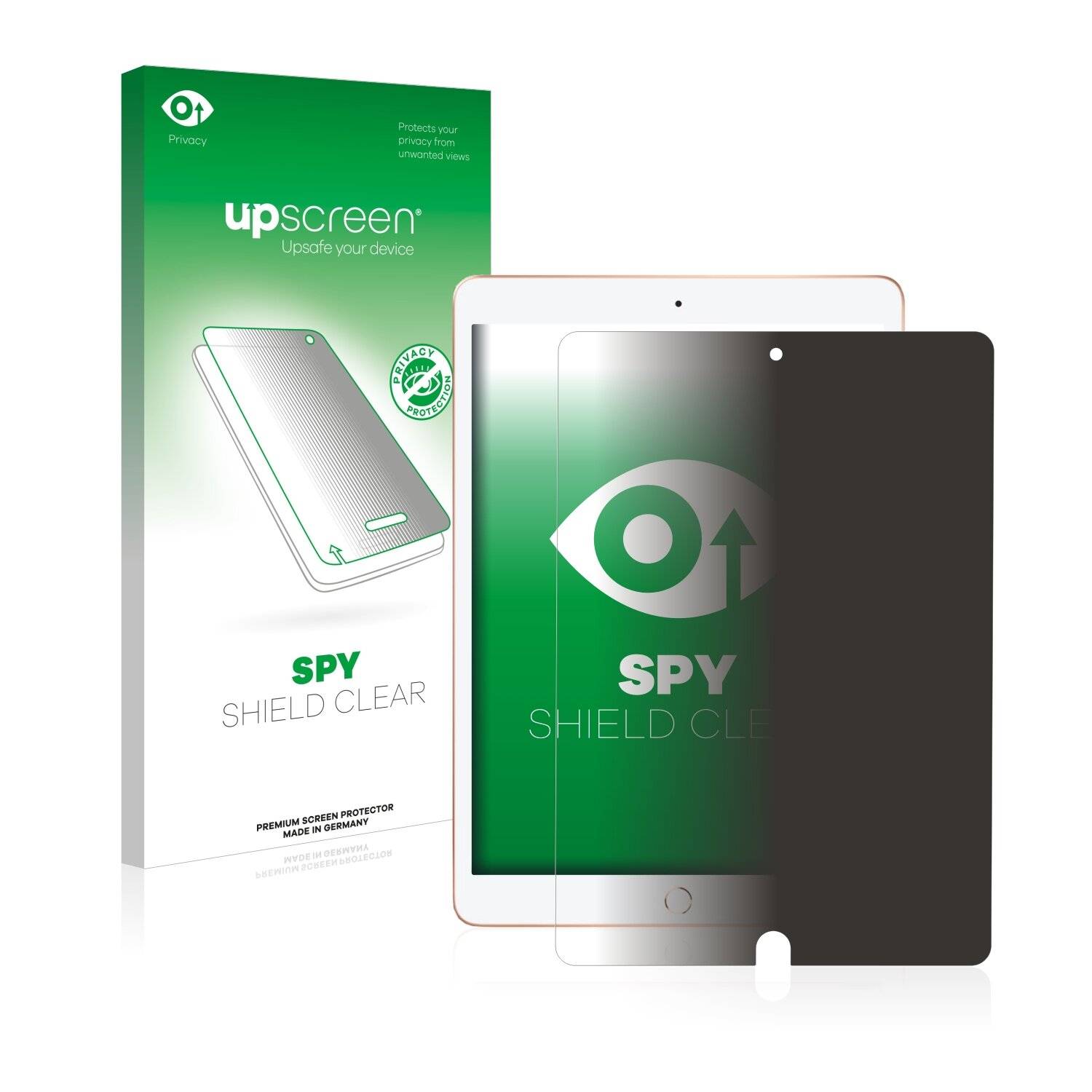 upscreen Spy Shield Clear Premium Blickschutzfolie für Apple iPad 10.2 WiFi 2020 (8.