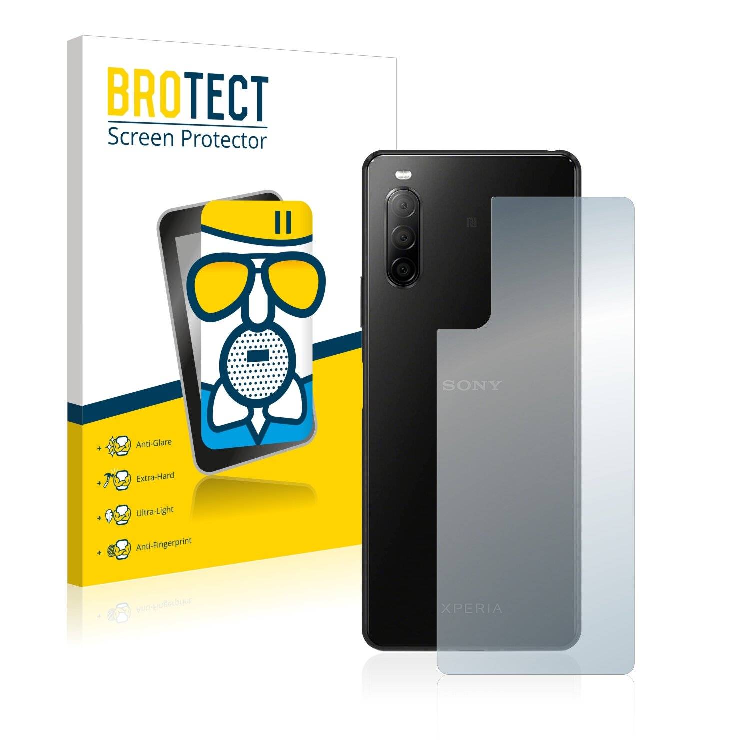 BROTECT AirGlass Flexible Panzerglasfolie für Sony Xperia 10 II (Rückseite) Matt Entspiegelt