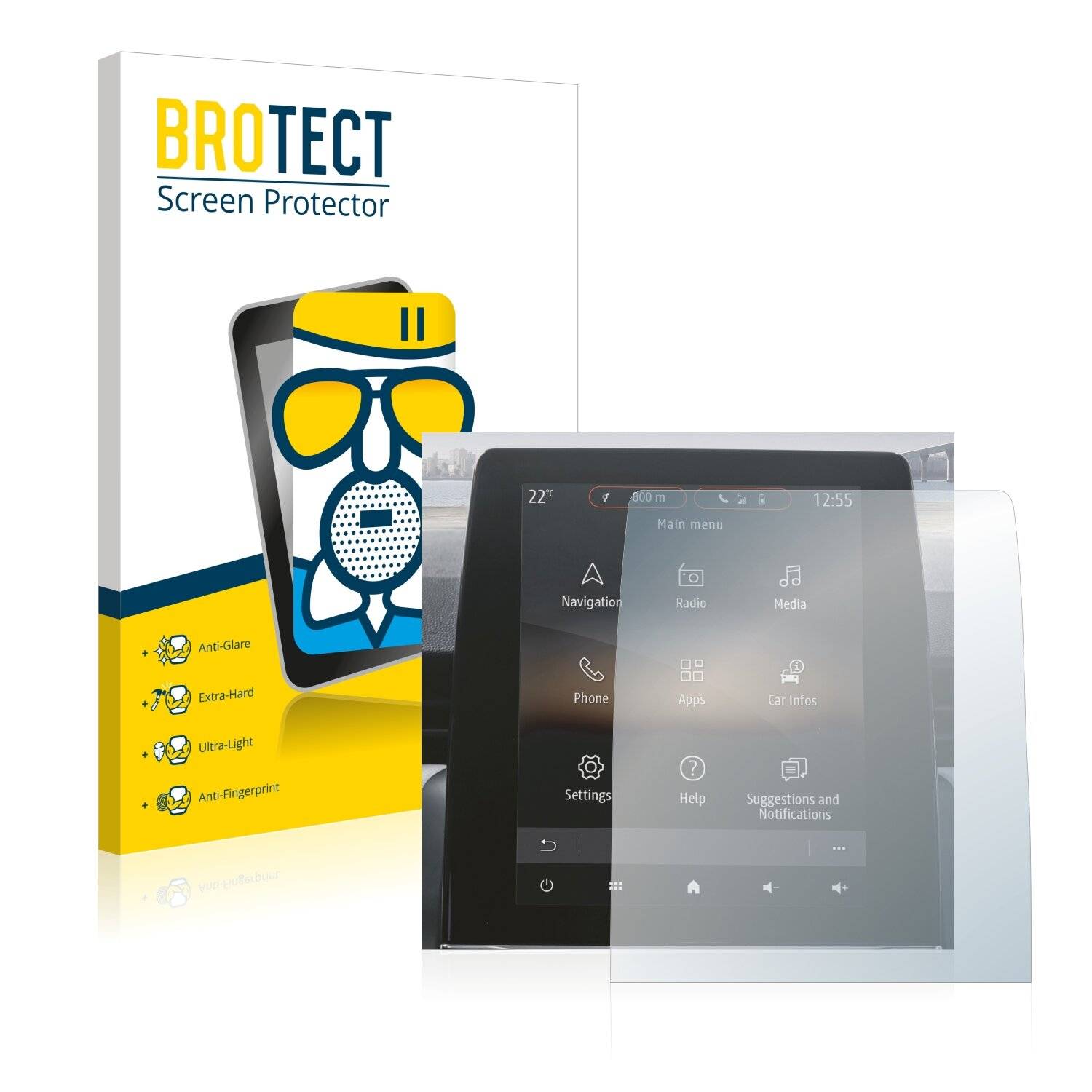 BROTECT AirGlass Matt Glas Schutz Folie für Renault Captur 2 2020 Easy Link 9.3