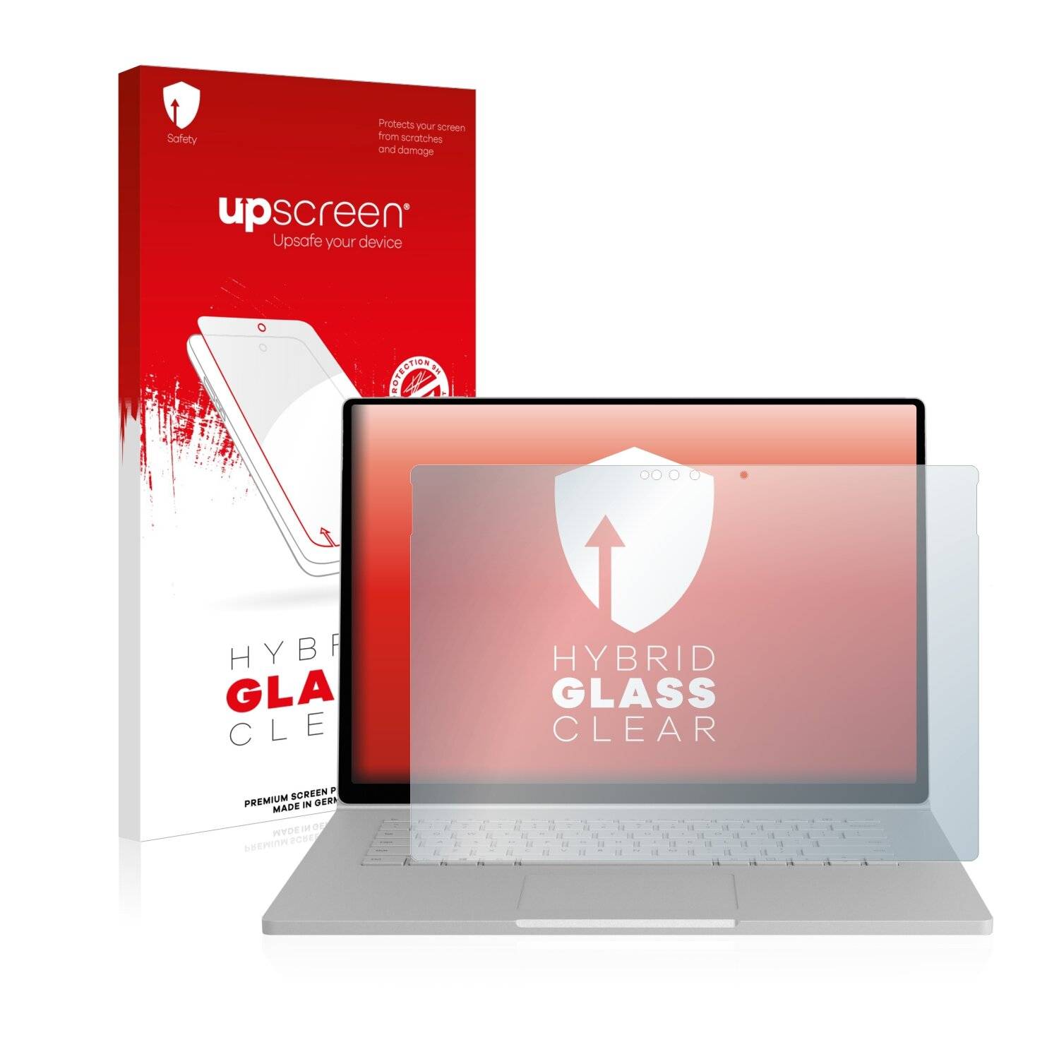 upscreen Hybrid Glass Clear Premium Schutzglas Folie für Microsoft Surface Book 2