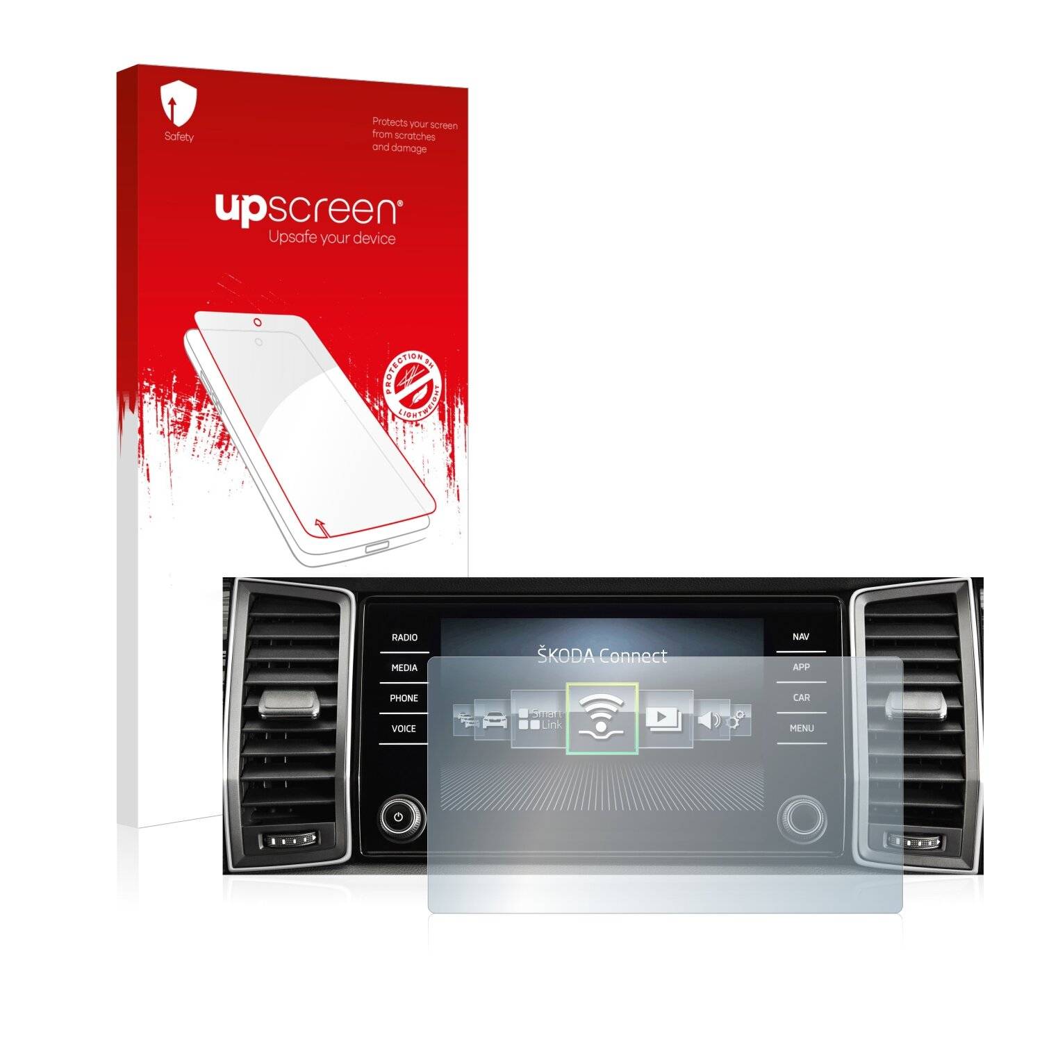 upscreen Hybrid Glass Clear Premium Schutzglas Folie für Skoda Columbus Kodiaq 2020-2021