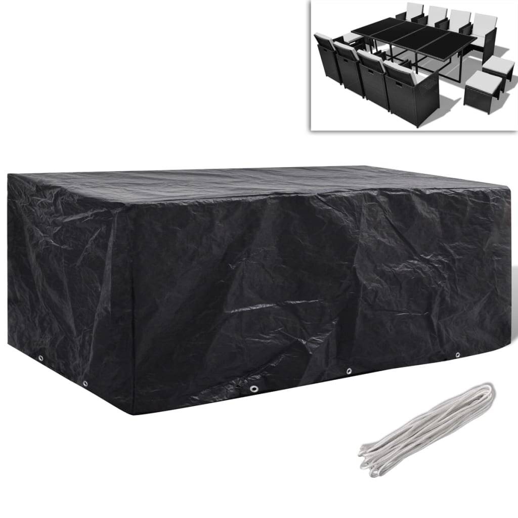 Gartenmöbel-Abdeckung 8 Personen Poly Rattan 10 Ösen 229x113 cm