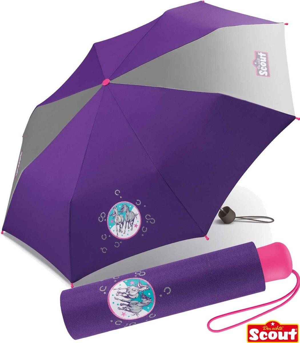 Scout Kinder-Taschenschirm mit reflektierendem Element Wild Horse - Pferde