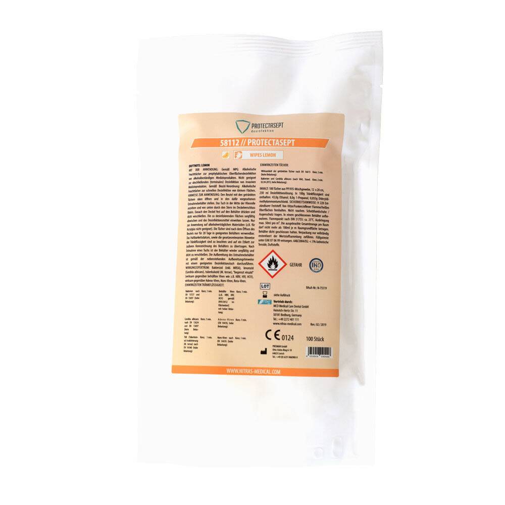 Nitras Desinfektionstücher PROTECTASEPT 1-lagig weiss 100 Tücher