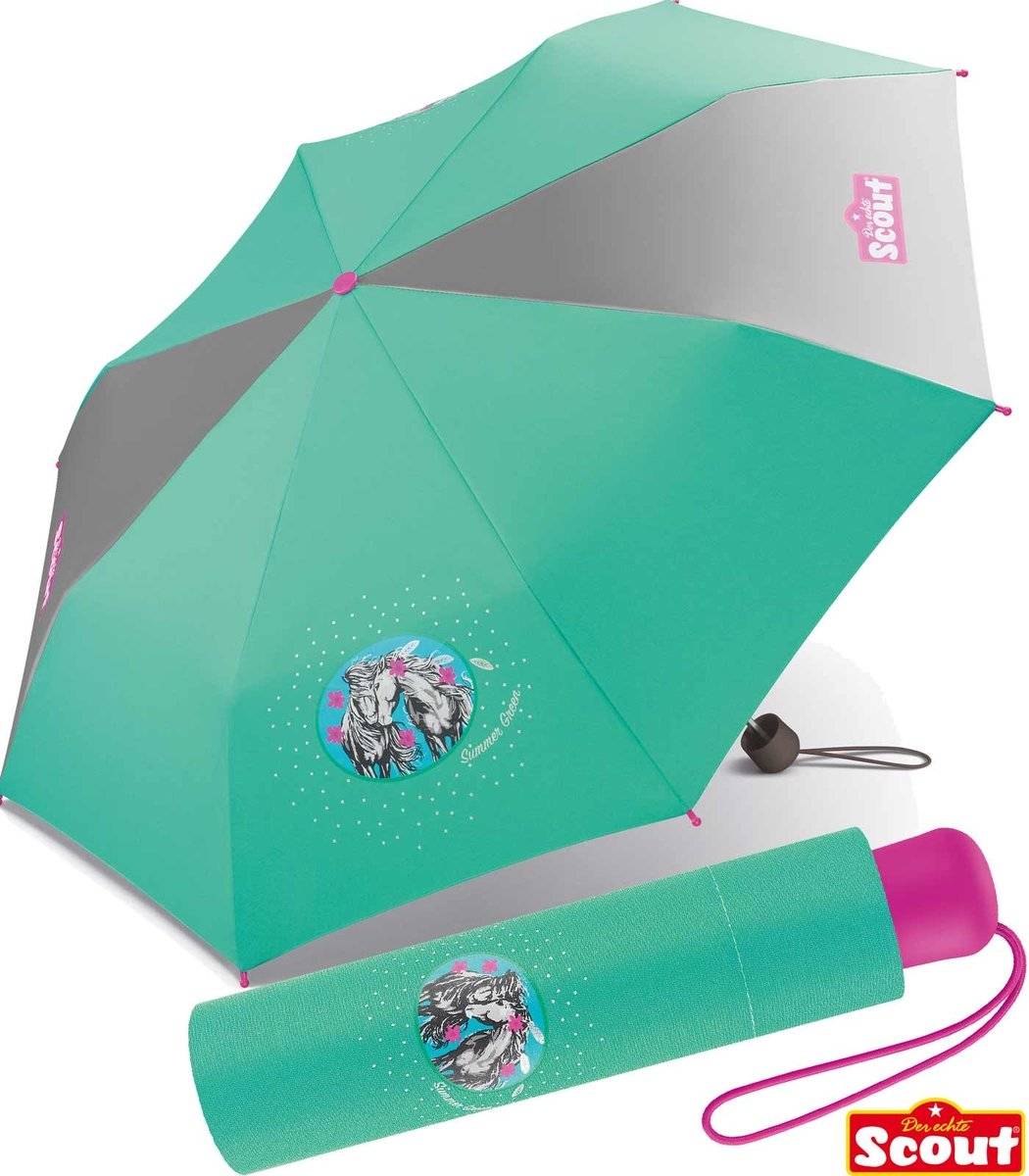 Scout Kinder-Taschenschirm mit reflektierendem Element Summer Green - Pferde