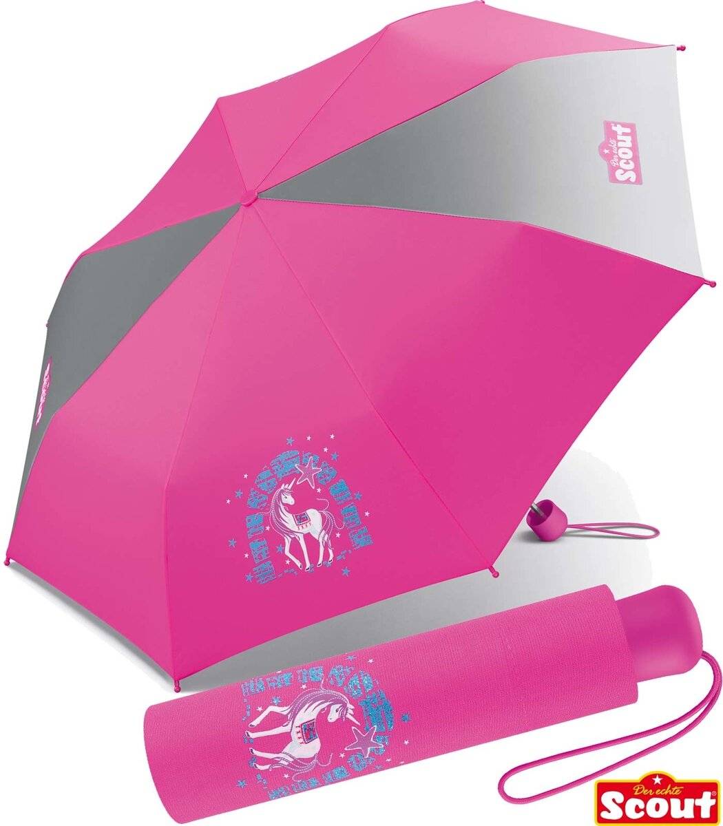 Scout Kinder-Taschenschirm mit reflektierendem Element Lilac Unicorn - Einhorn