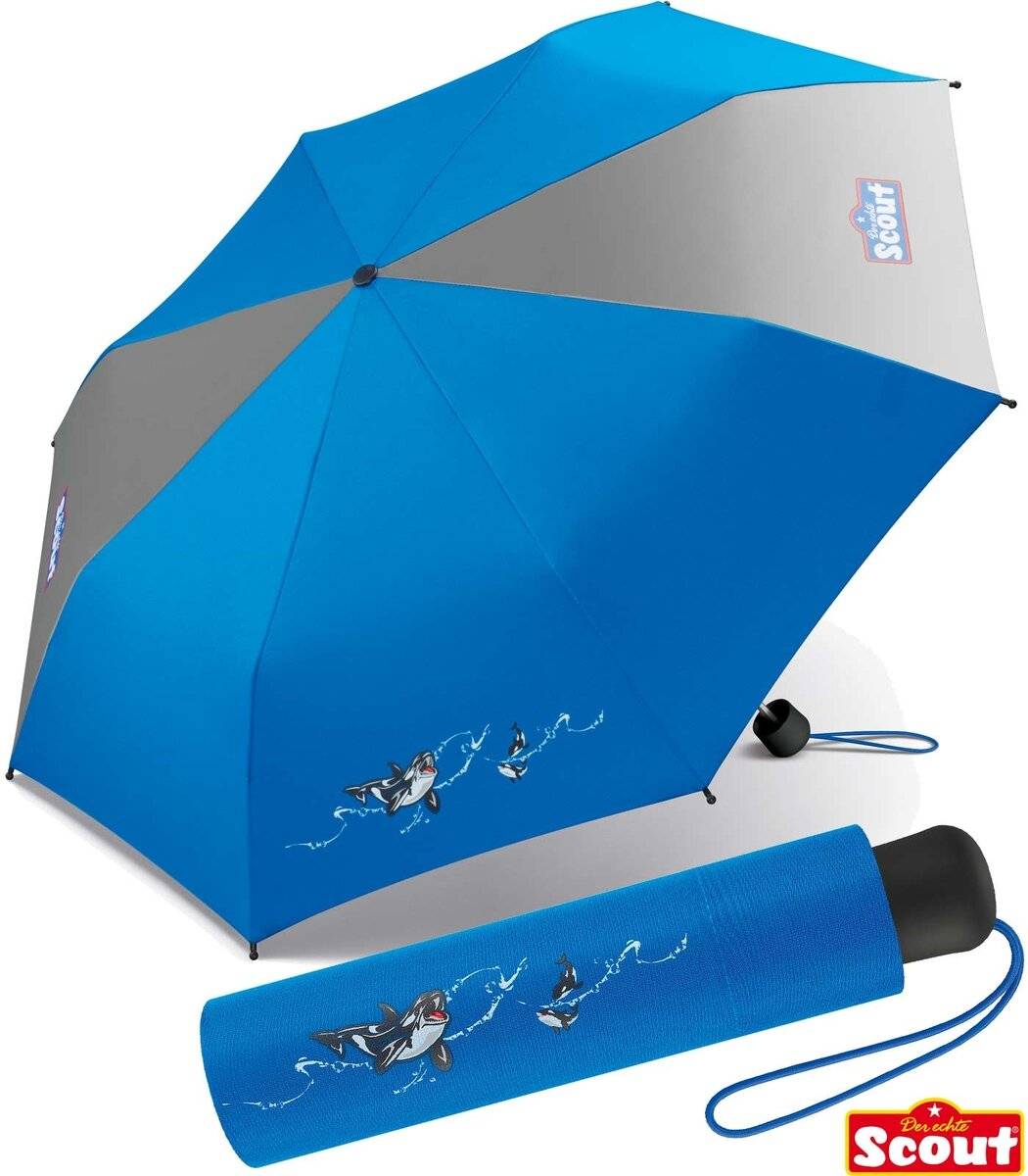 Scout Kinder-Taschenschirm mit reflektierendem Element Big Orca
