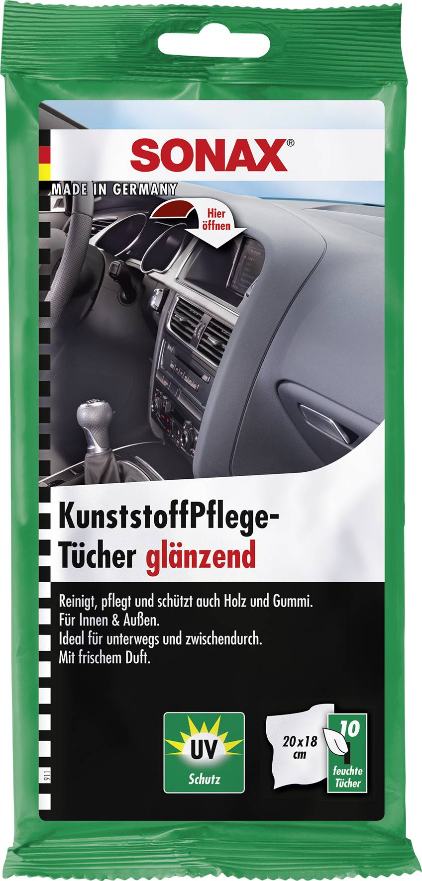 SONAX KunststoffPflegeTücher glänzend (10 Stück)
