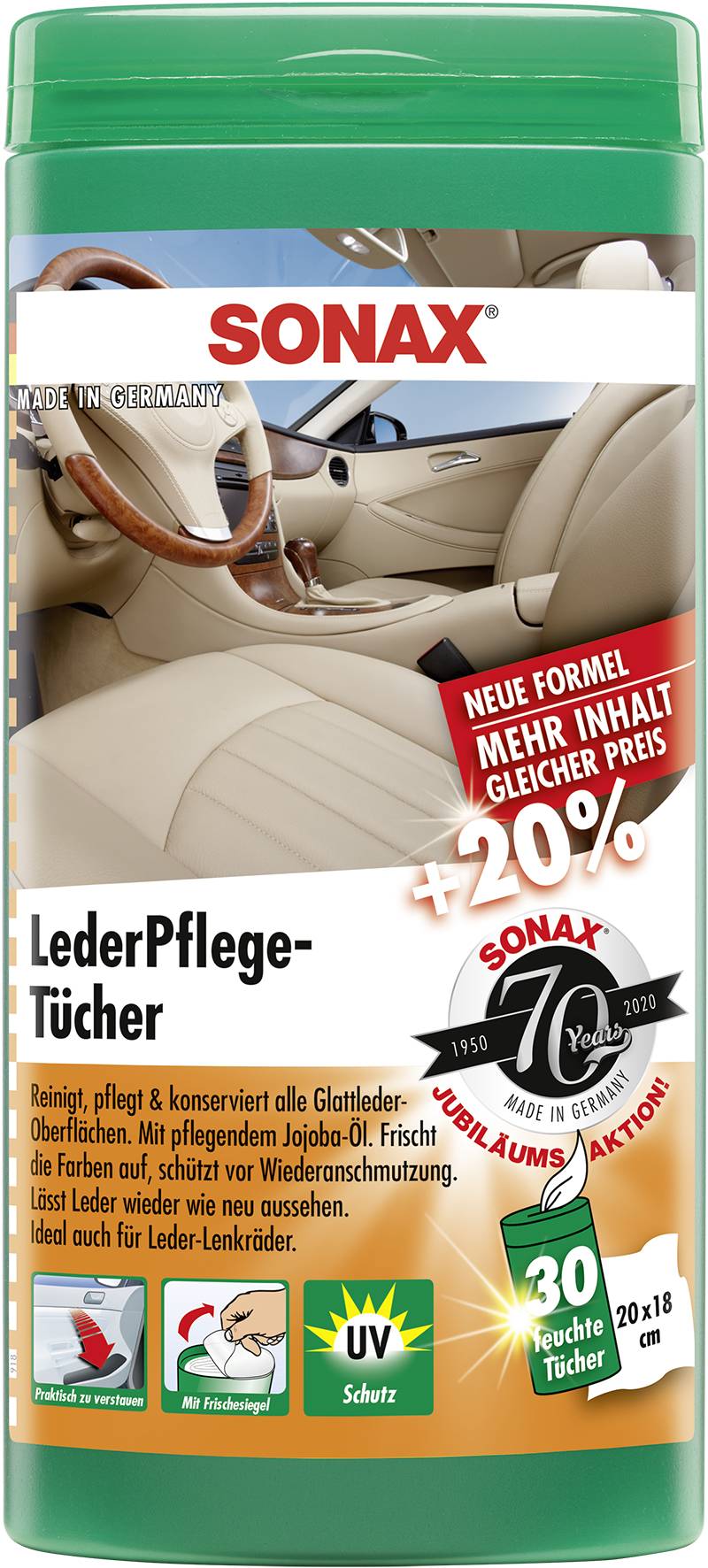 SONAX LederPflegeTücher (25er Box)