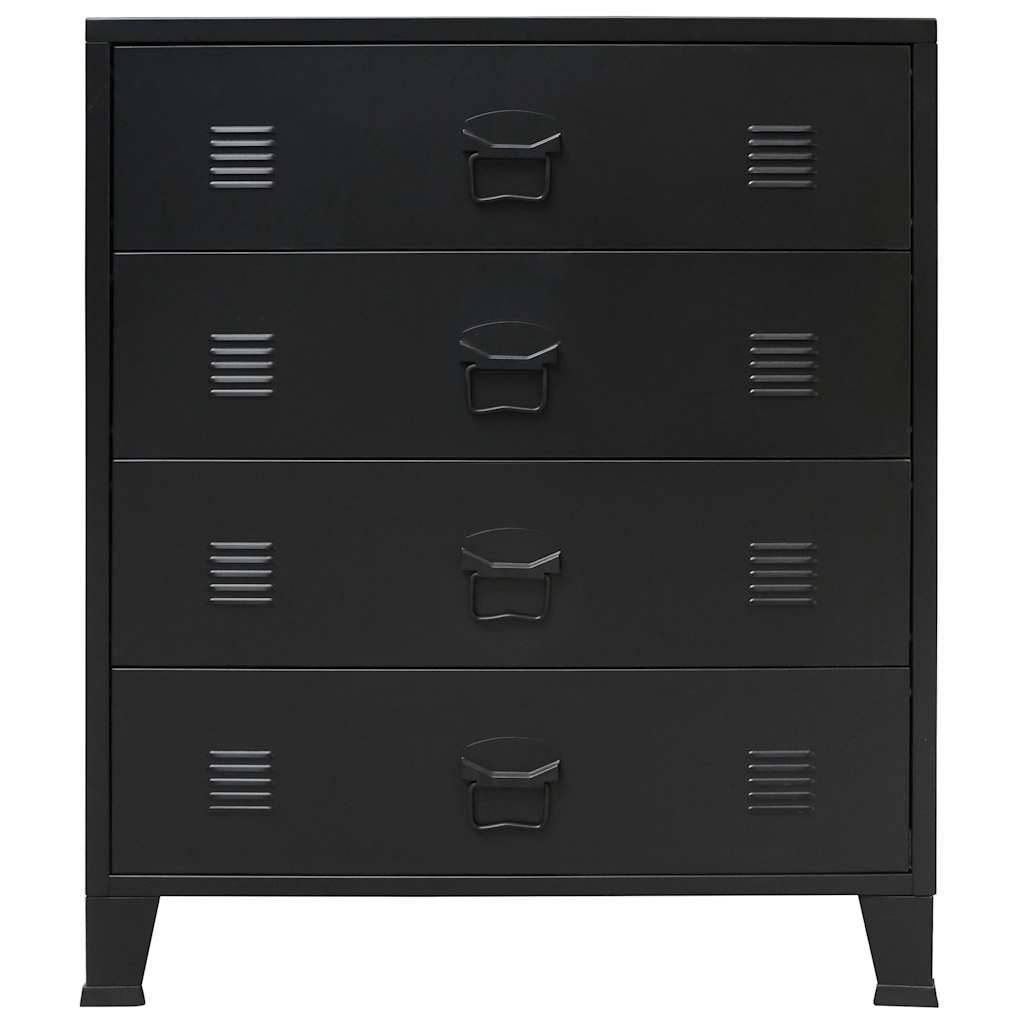 vidaXL Schubladenschrank Metall Industrie-Stil 78 x 40 x 93 cm Schwarz