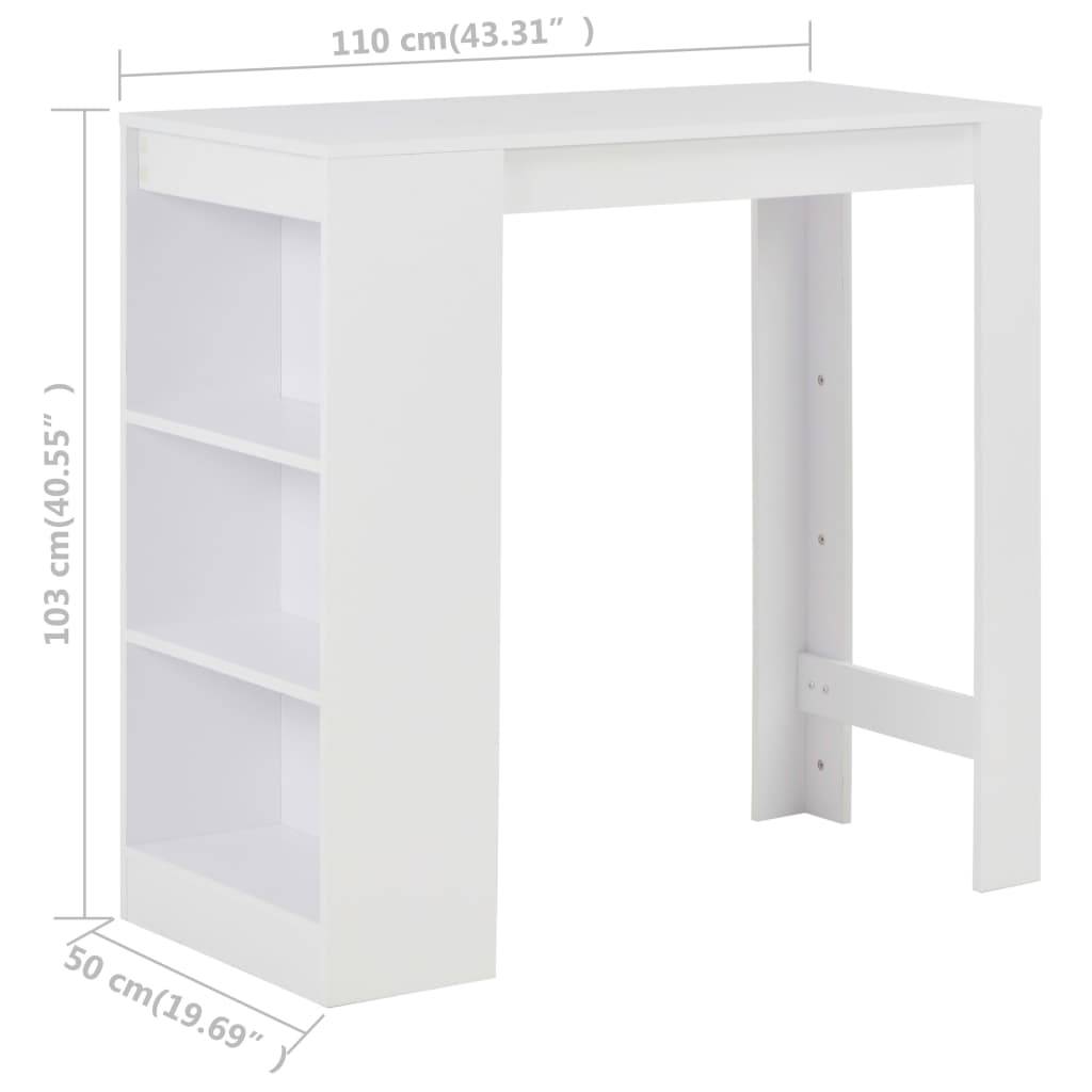 vidaXL Bartisch mit Regal Weiß 110x50x103 cm
