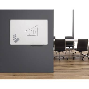 Maul Whiteboard MAULstandard, Emaille (B x H) 120 cm x 90 cm Weiß emaillebeschichtet Inkl. Ablageschale, Quer- oder Hochformat