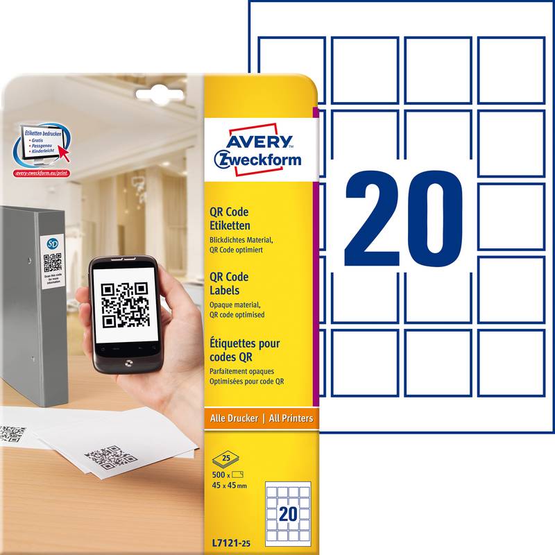 AVERY Zweckform QR Code Etiketten, 45 x 45 mm, quadratisch