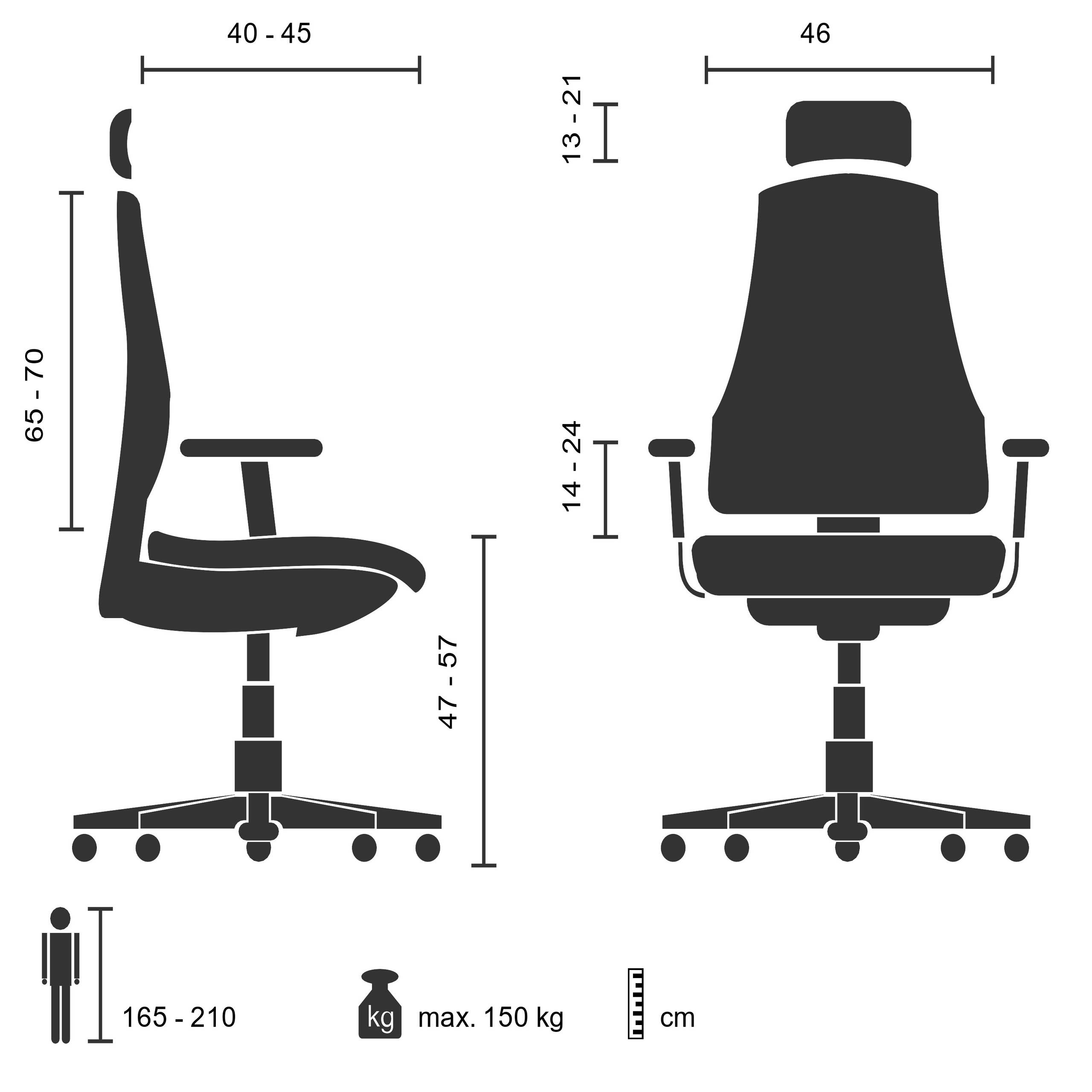 Bürostuhl Chefsessel PRO-TEC 400 Stoff schwarz Alu poliert hjh OFFICE